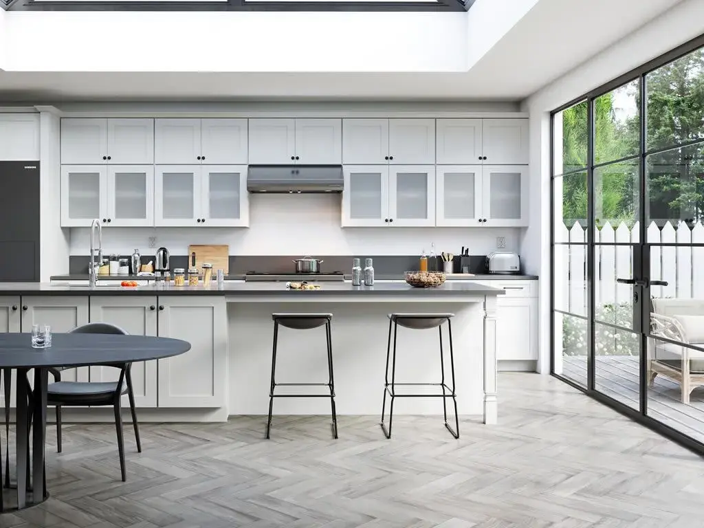 A Beautiful Kitchen shown in the image-kitchen cabinet design