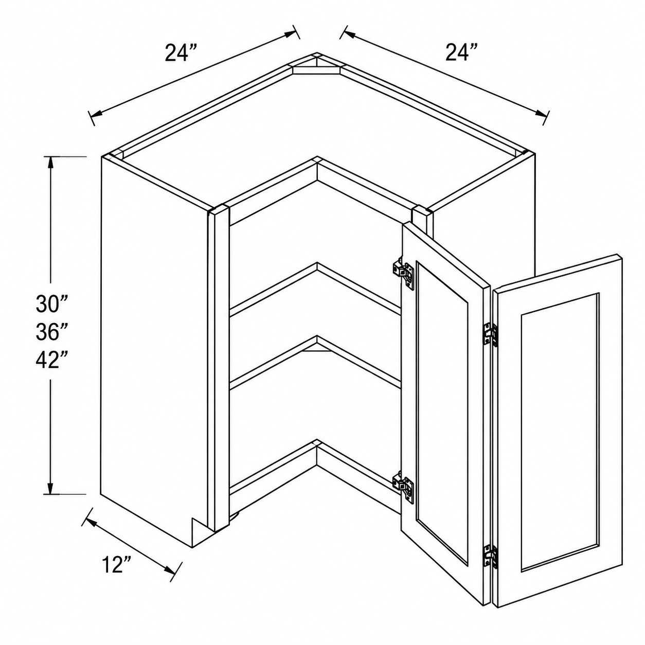 Wall Pie Cut Corner Glass Door Cabinet
