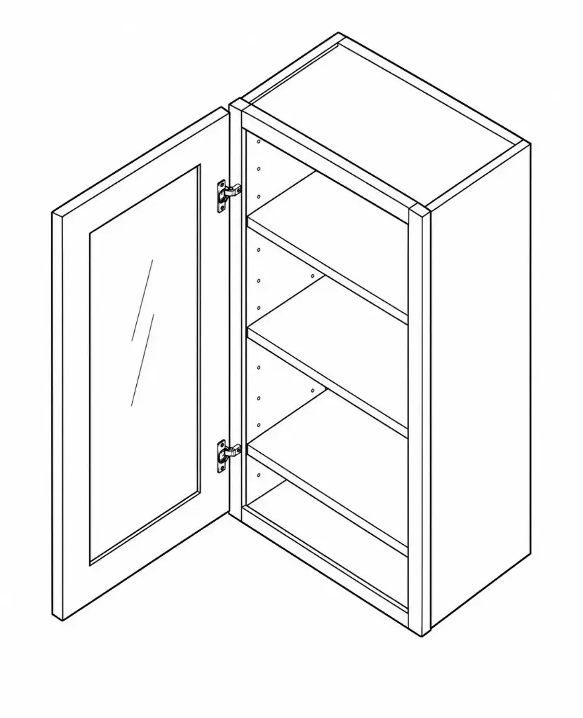Wall Glass Door Cabinet 30"W 42"H