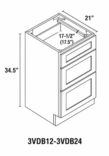 [SW_VDB15-3/AS] Vanity 3 Drawer Base Cabinet 15"